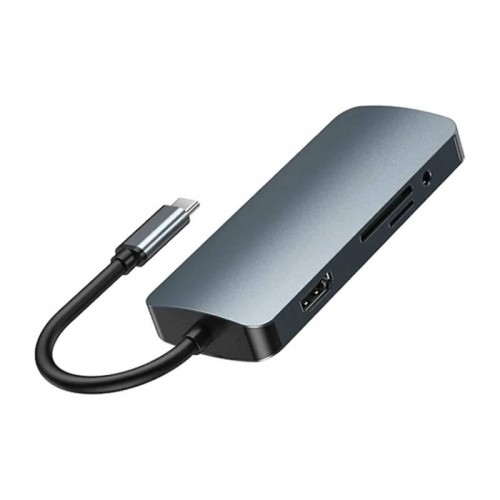 USB-C 9in1 Hub Remax Retor Series 3x USB 3.0, USB-C, RJ45, HDMI, 3.5 mm, SD|TF (gray) image 2
