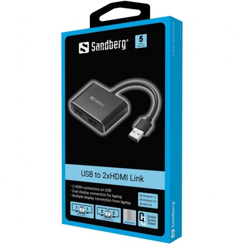 Sandberg 134-35 USB to 2xHDMI Link image 2