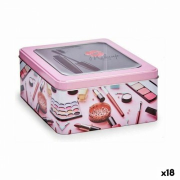 Bigbuy Home Контейнер для хранения макияж Розовый олово 18 x 8,5 x 18 cm (18 штук)