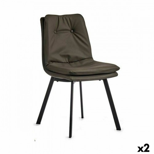 Gift Decor atzveltnes krēsls Pogu Melns Pelēks Tērauds 62 x 85 x 47 cm (2 gb.) image 1