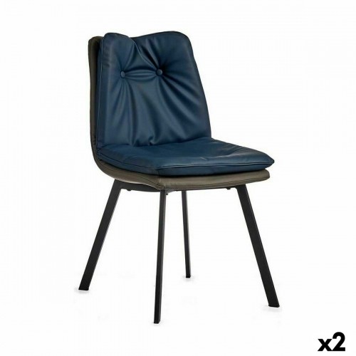 Gift Decor atzveltnes krēsls Pogu Zils Melns Pelēks Tērauds 62 x 85 x 47 cm (2 gb.) image 1