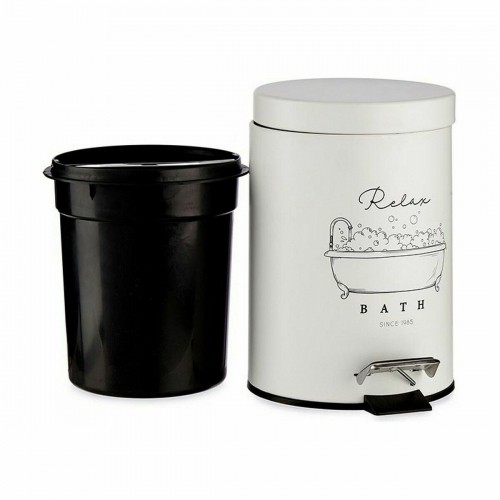 Berilo Atkritumu tvertne ar pedāli Relax Bath Balts Melns Tērauds Plastmasa 3 L (6 gb.) image 2