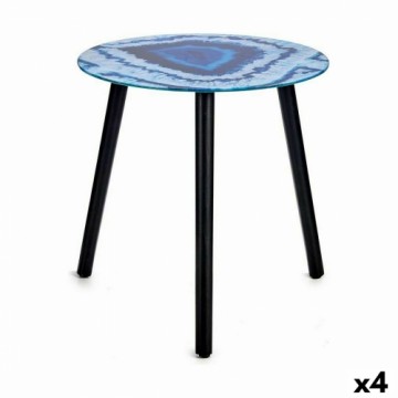 Gift Decor Вспомогательный стол Мрамор Синий Чёрный Стеклянный 40 x 41,5 x 40 cm (4 штук)