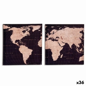 Gift Decor Canvas Pasaules Karte 1,5 x 28 x 28 cm (36 Vienības)