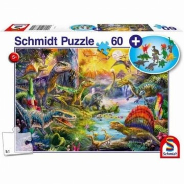 Puzle un domino komplekts Schmidt Spiele Dinosaurs Figūras 60 Daudzums