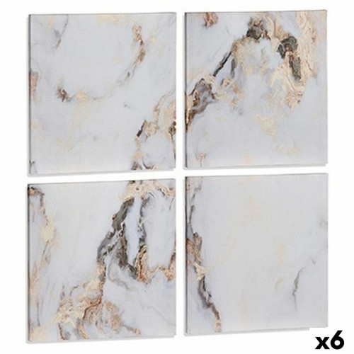 Gift Decor 4 attēlu komplekts Canvas Marmors Balts 35 x 7 x 35 cm (6 gb.) image 1