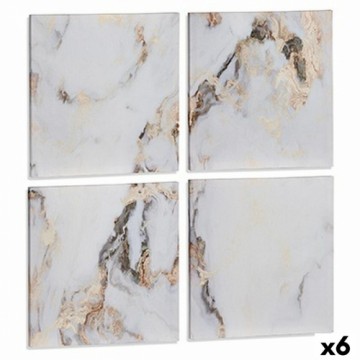 Gift Decor 4 attēlu komplekts Canvas Marmors Balts 35 x 7 x 35 cm (6 gb.)