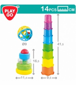 Playgo Комплект  развивающий 2 пирамидки и погремушка 6m+ CB46618