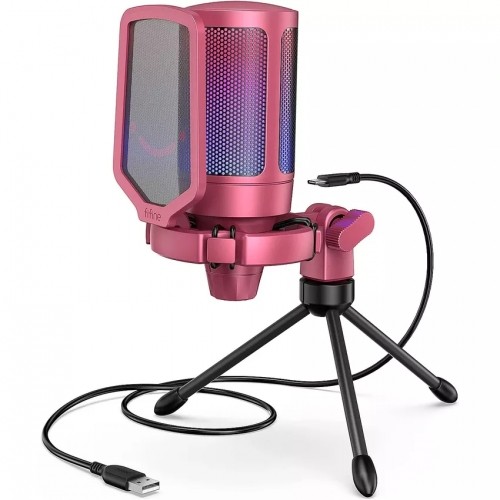 Fifine AmpliGame A6V RGB mikrofons spēlēm | podkāsti | straumes | statīvs | sarkans image 1