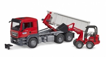 BRUDER 1:16 MAN TGS truck with roll-off-container and compact loader 2630, 03767