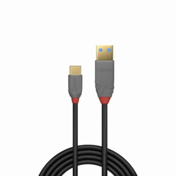 USB A uz USB C Kabelis LINDY 36887 Melns 2 m