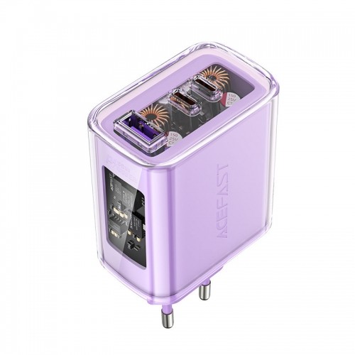 Acefast charger GaN 65W 3 ports (1xUSB, 2xUSB C) purple (A45) image 2