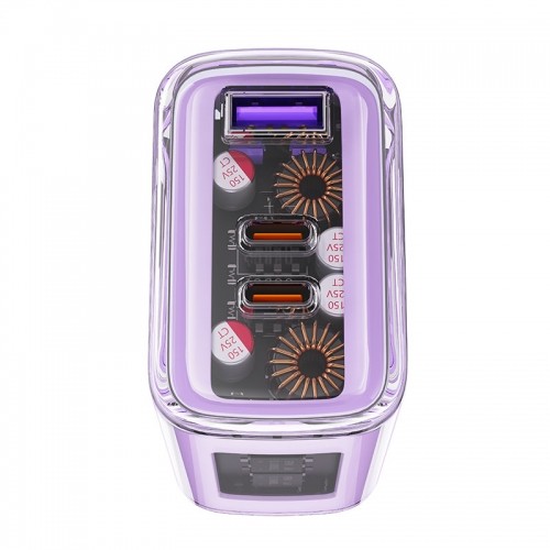 Acefast charger GaN 65W 3 ports (1xUSB, 2xUSB C) purple (A45) image 5