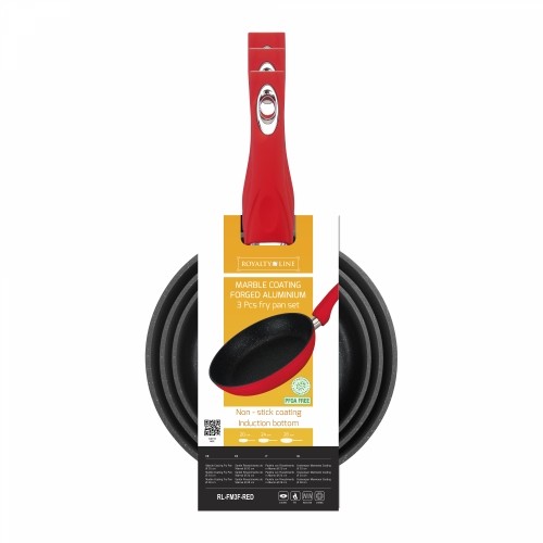 Royalty Line RL-FM3F: Marble Coating Forged Aluminum 3 Pieces Fry Pan Set Red image 5