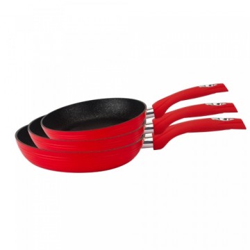 Royalty Line RL-FM3F: Marble Coating Forged Aluminum 3 Pieces Fry Pan Set Red