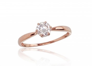 Золотое кольцо #1100536(Au-R)_CZ, Красное Золото 585°, Цирконы, Размер: 15, 1.15 гр.