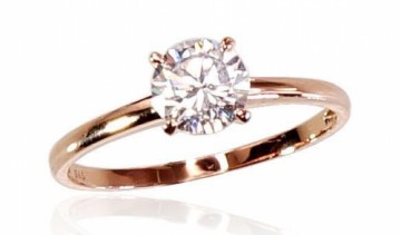 Золотое кольцо #1100352(Au-R)_CZ, Красное Золото 585°, Цирконы, Размер: 16.5, 1.54 гр.