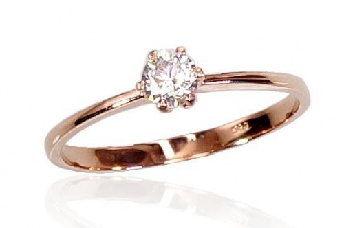 Золотое кольцо #1100345(Au-R)_CZ, Красное Золото 585°, Цирконы, Размер: 15.5, 1.25 гр. image 1