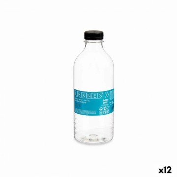 Leknes бутылка Чёрный Прозрачный Пластик 1 L 8,3 x 23 x 8,3 cm (12 штук)