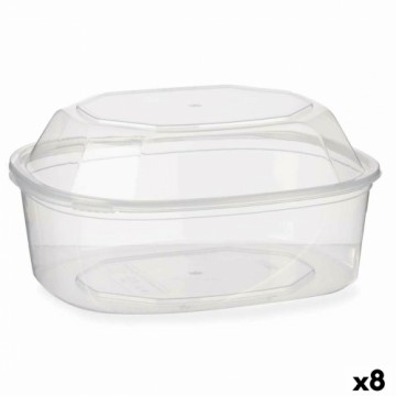 Leknes Прямоугольная коробочка для завтрака с крышкой Прозрачный полипропилен 1,5 L 18 x 10,5 x 21,5 cm (8 штук)