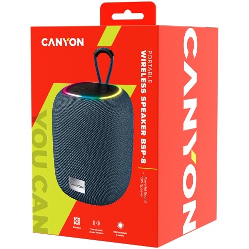 CANYON BSP-8, Bluetooth Speaker, BT V5.2, BLUETRUM AB5362B, TF card support, Type-C USB port, 1800mAh polymer battery, Max Power 10W, Grey, cable length 0.50m, 110*110*135mm, 0.57kg image 4