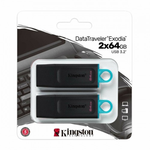 USB Zibatmiņa Kingston DataTraveler Exodia Zaļš 64 GB 2 pcs image 2