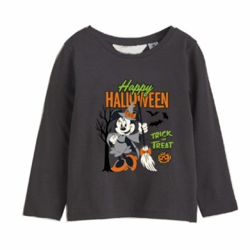 Bērnu Garpiedurkņu T-krekls Minnie Mouse Halloween Tumši pelēks