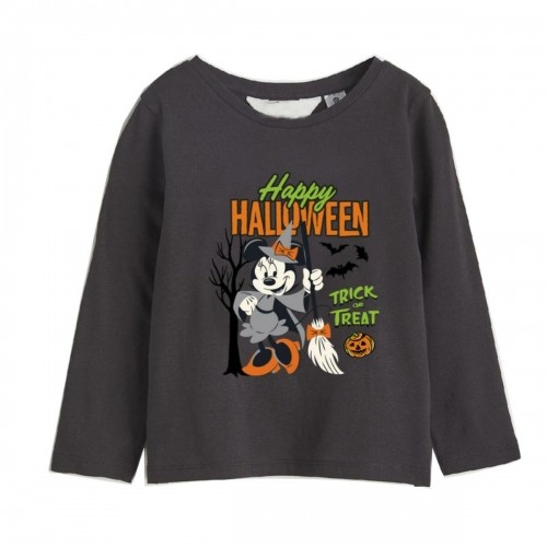Bērnu Garpiedurkņu T-krekls Minnie Mouse Halloween Tumši pelēks image 1