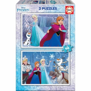 2 Pužļu Komplekts   Frozen Believe         48 Daudzums 28 x 20 cm