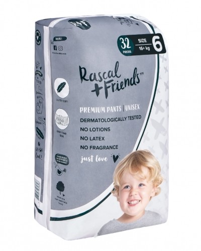 Rascal And Friends RASCAL + FRIENDS autiņbiksītes-biksītes 6 izmērs, 16kg+, 32 gab. image 2