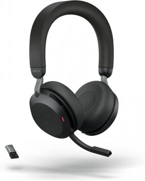 Jabra Evolve2 75 Headset, USB-A Kabellos, Bluetooth, Schwarz, mit Ladestation [UC zertifiziert]