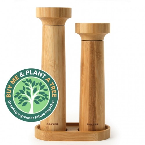 Salter 7614 WDXR Eco Bamboo Salt and Pepper Mill Set and Stand image 3