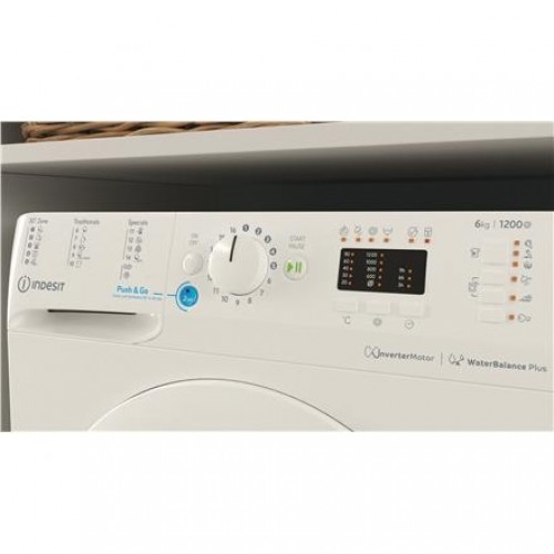 INDESIT Washing machine 	BWSA 61294 W EU N Energy efficiency class C, Front loading, Washing capacity 6 kg, 1151 RPM, Depth 42.5 cm, Width 59.5 cm, Display, Big Digit, White image 1