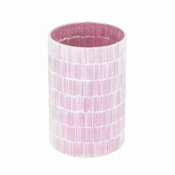 Bigbuy Home Svečturis Rozā Stikls Cements 13 x 13 x 20 cm