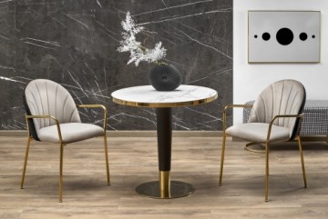 Halmar MORATA round table, white marble / black / gold