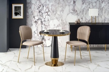 Halmar MOLINA round table, black marble / black / gold