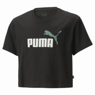 Krekls ar Īsām Piedurknēm Bērniem Puma Logo Cropped  Melns
