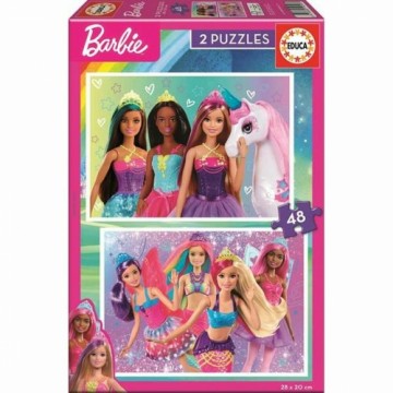 2 Pužļu Komplekts   Barbie Girl         48 Daudzums 28 x 20 cm