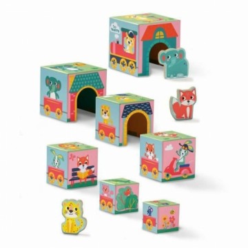 Playset SES Creative Block tower to stack with animal figurines 10 Предметы