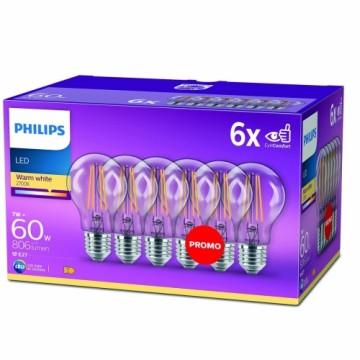 LED Spuldze Philips Bombilla Caurspīdīgs A+ 60 W E (2700k)