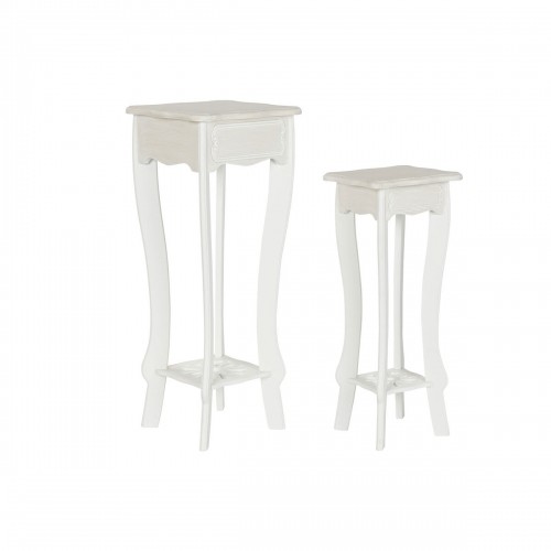 Набор из двух столиков DKD Home Decor Белый Светло-коричневый Деревянный MDF 30 x 30 x 76,5 cm image 1