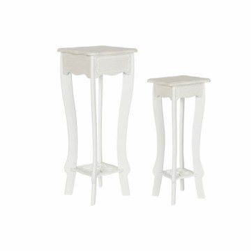 Набор из двух столиков DKD Home Decor Белый Светло-коричневый Деревянный MDF 30 x 30 x 76,5 cm