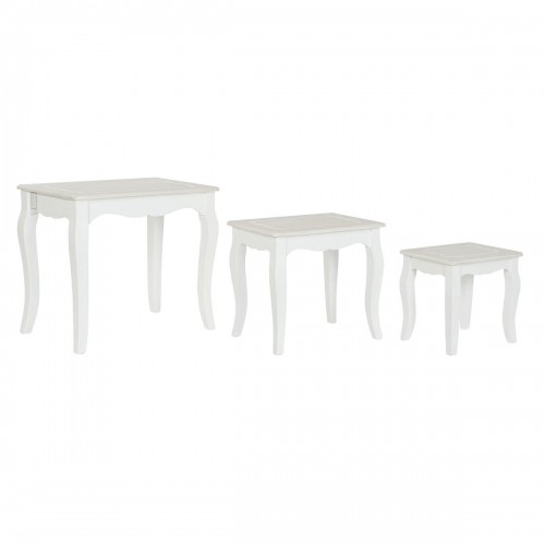 Набор из трех столиков DKD Home Decor Белый Светло-коричневый Деревянный MDF 53 x 35 x 47 cm image 1