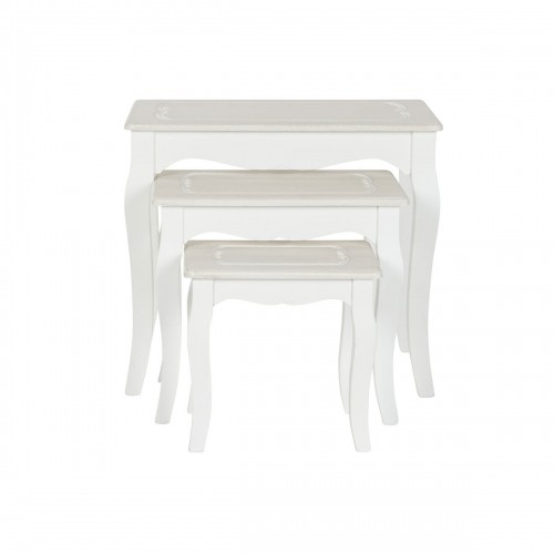 3 galdu komplekts DKD Home Decor Balts Gaiši brūns Koks MDF 53 x 35 x 47 cm image 4