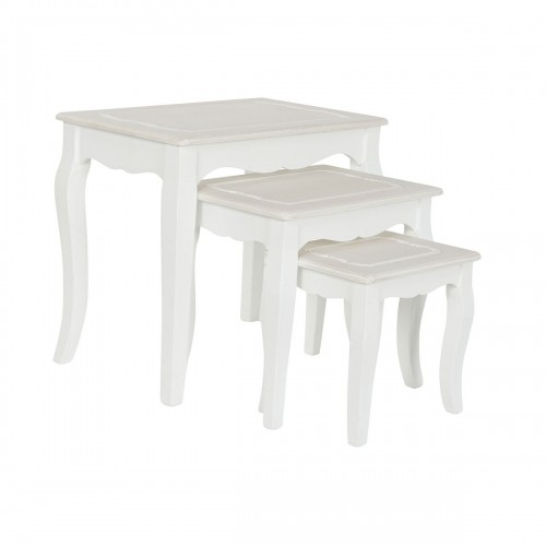 3 galdu komplekts DKD Home Decor Balts Gaiši brūns Koks MDF 53 x 35 x 47 cm image 5