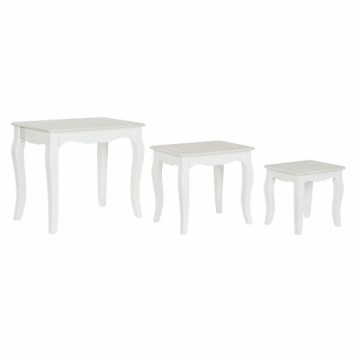 3 galdu komplekts DKD Home Decor Balts Gaiši brūns Koks MDF 53 x 35 x 47 cm