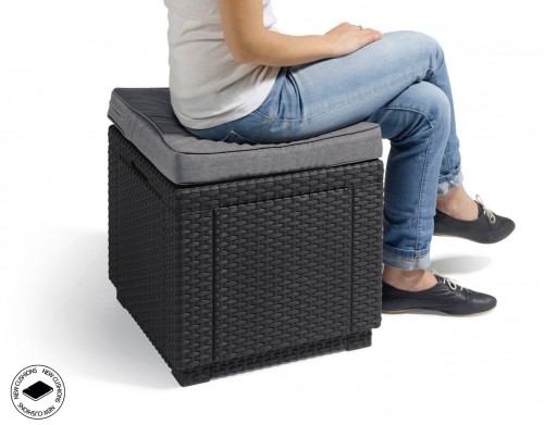 Keter Dārza krēsls/uzglabāšanas kaste Cube ar spilvenu pelēks image 2