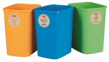 Curver Atkritumu spaiņu bez vāka komplekts  Deco Flip Bin 3x25L zils/zaļš/dzeltens
