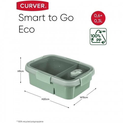 Curver Pārtikas trauku komplekts 4gab. 0,6+0,6+0,3+1+1,2L Smart Eco To Go maigi zaļš image 4
