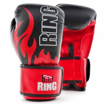 Ring Sport Boksa cimdi Ring Fire (RR-15) 10 oz, melni/sarkani